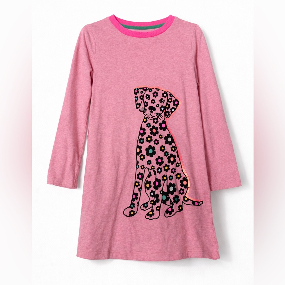 Mini Boden Pink Floral Puppy Graphic Tunic Size 6-7Y (122cm)